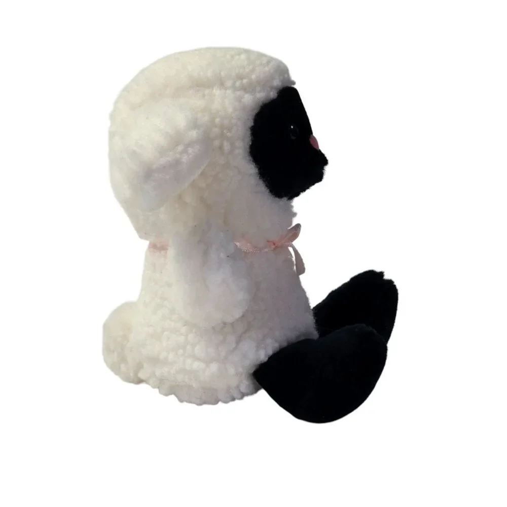 Vintage Dakin Lamb Plush 1981 Black Face White Fleece Stuffed Animal Sheep Retro - Picture 2 of 7